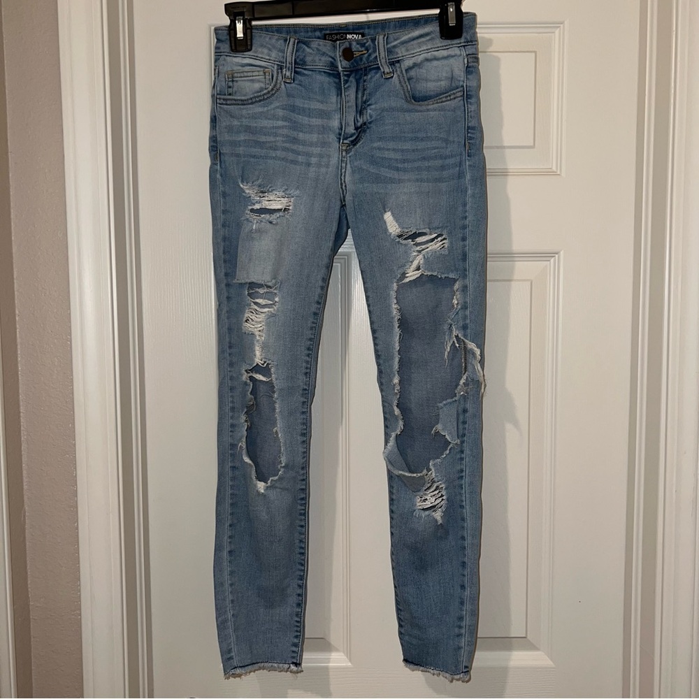 mid-rise distressed Fashion Nova jeans